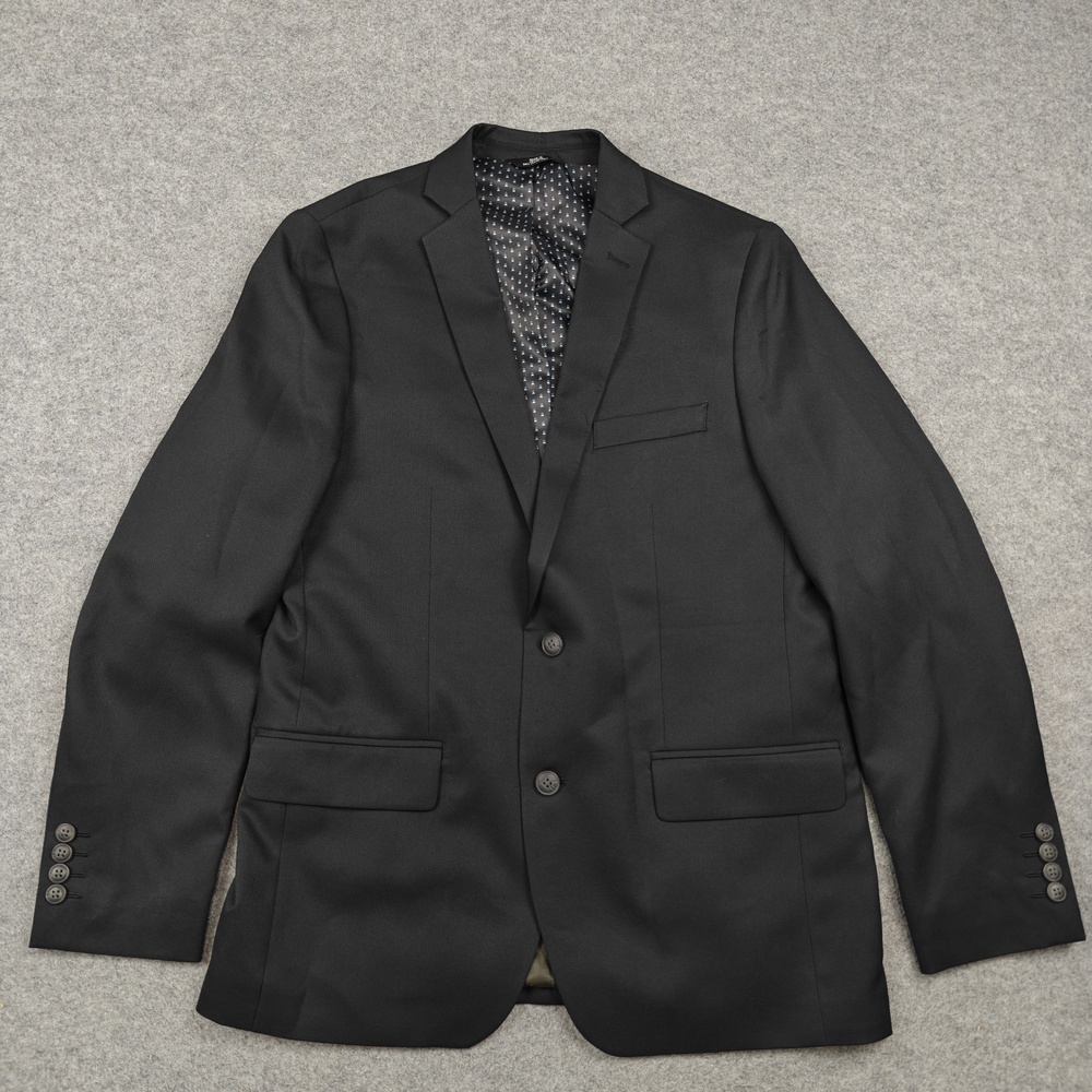 Haggar Suit Jacket Mens 40R Black Slim Fit Single-Breasted Polyester Two-Button